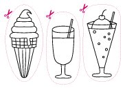 【レストランぬりえ】ソフトクリーム、ジュース、クリームソーダ