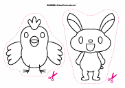 【人形劇ぬりえ】ニワトリ、ウサギ
